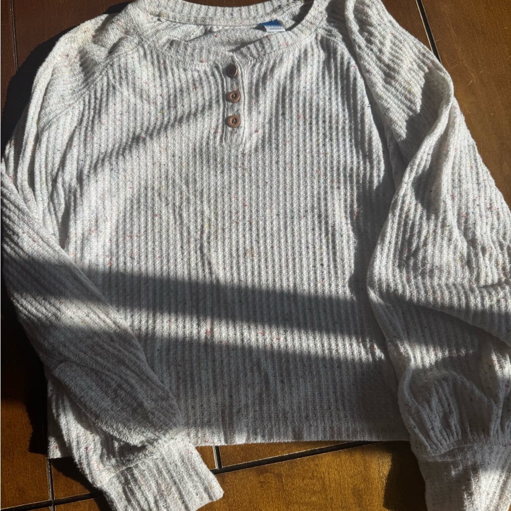 Old Navy Speckled Ribbed Henley Sweater